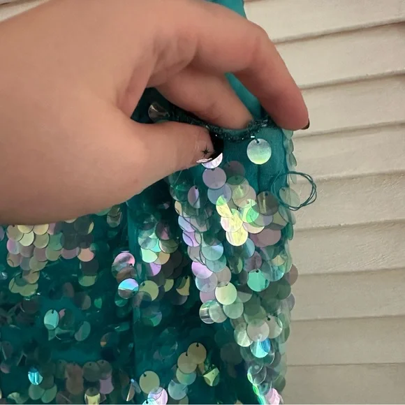 Cache turquoise sequin mini dress - Picture 2 of 7